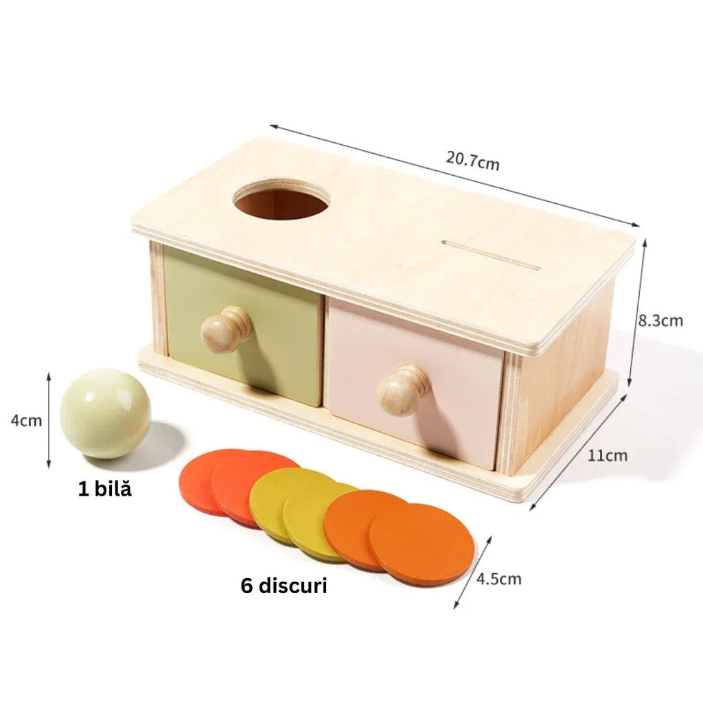 Cutie Montessori cu 2 sertare, 1 an+