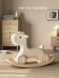 Calut balansoar 3 in 1 pentru copii – Balansoar, Calut pe roti si Placa de echilibru