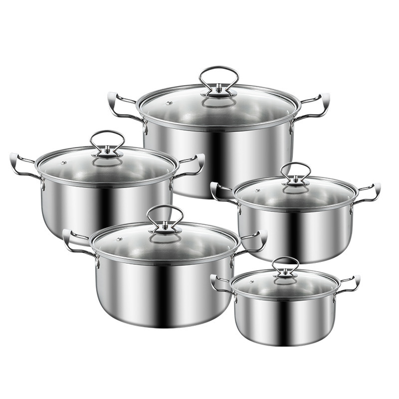 Set Oale 10 Piese stil Asiatic din Inox (Diametru de 16-18-20-22-24cm)