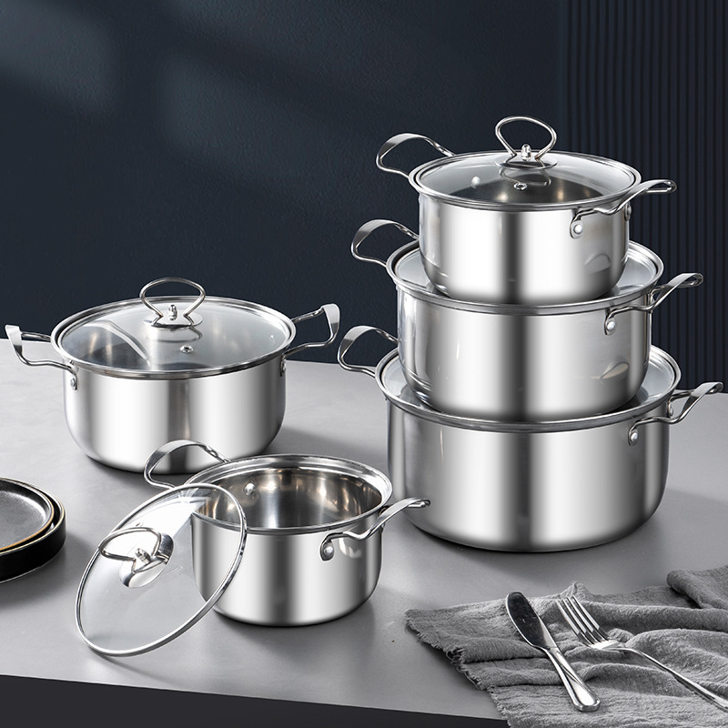 Set Oale 10 Piese stil Asiatic din Inox (Diametru de 16-18-20-22-24cm)