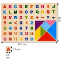 Placă educativă cu 61 de magneți – Litere, Cifre, Simboluri Matematice și Tangram