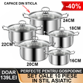 Set Oale 10 Piese stil Asiatic din Inox (Diametru de 16-18-20-22-24cm)
