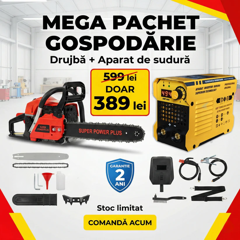 MEGA PACHET: Drujba Profi Tec Super POWER Plus 7.5CP + Aparat de sudura tip Invertor 494A