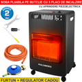 Soba GPL Hausberg 4.2 kW cu 3 plăci ceramice, aprindere piezo & oprire automată – Model HB-1021NG, Negru