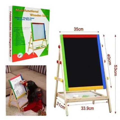 Tablă multifuncțională dublă din lemn 33,9 × 63,5 cm – 2 fețe de utilizare